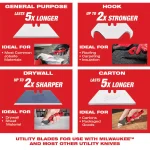 Milwaukee FASTBACK Compact Folding Utility Knife Set with 50-Pack General Purpose Blades thumbnail 3