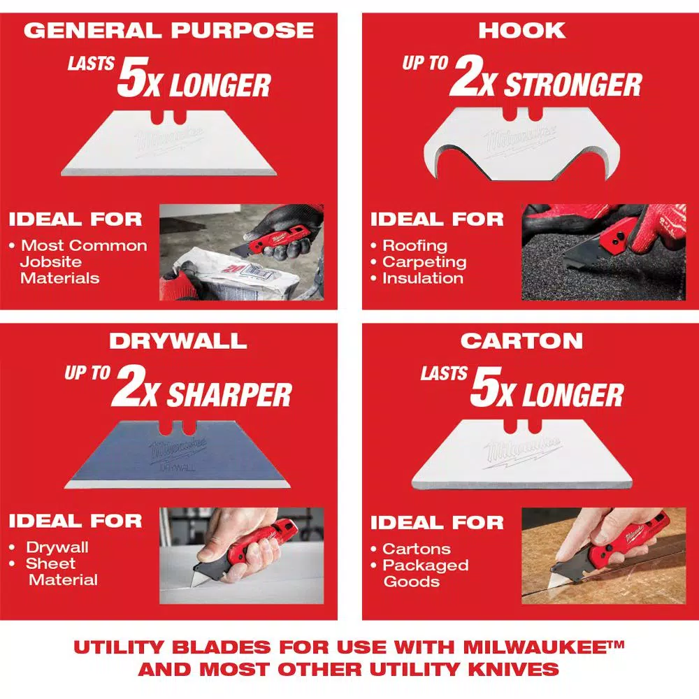 Milwaukee FASTBACK Compact Folding Utility Knife Set with 50-Pack General Purpose Blades