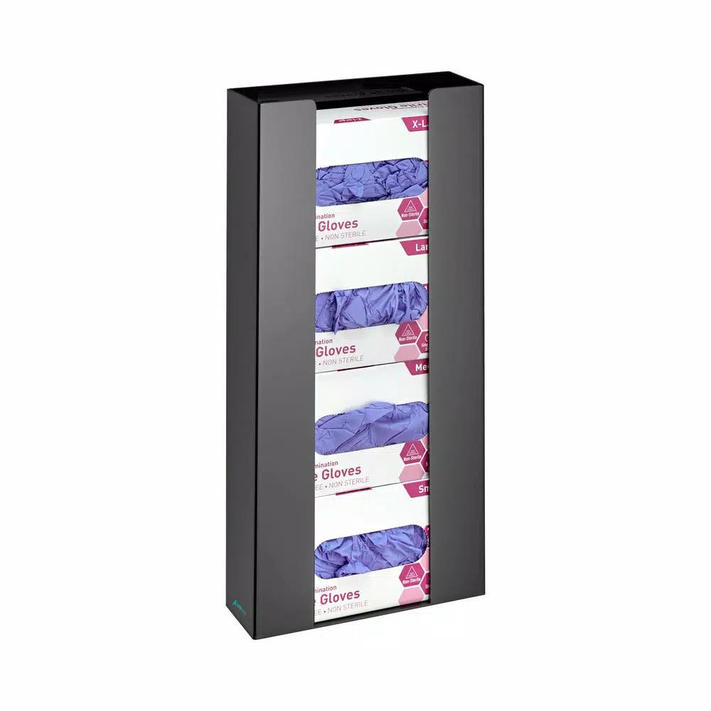 AdirMed Quad Box Capacity Acrylic Black Glove Dispenser