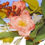 National Tree Company 22 in. Mixed Flower Wreath with Red Berries and Leafy Stems, Multi-Colored thumbnail 2