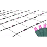 Northlight 4 ft. x 6 ft. Pink LED Net Style Christmas Lights with Green Wire, 150 Bulbs thumbnail 1