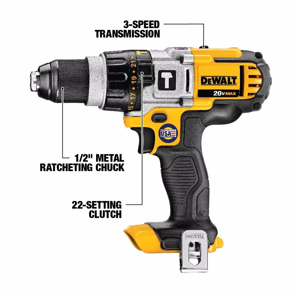 DEWALT 20V MAX Cordless 1/2 in. Hammer Drill Kit with (2) 4 Ah Batteries, Charger & Case