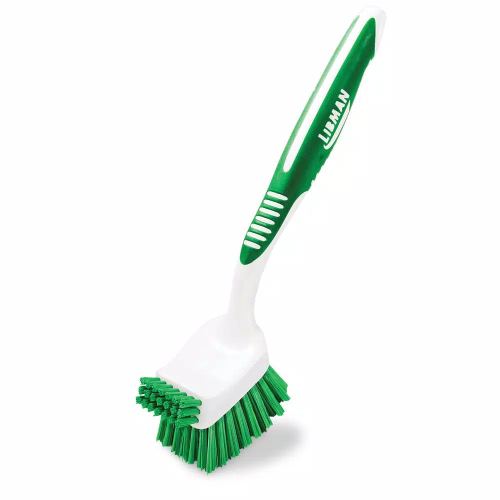 Libman Big Job Kitchen Brush with Ergonomic Rubber Grip, Non-Scratch Recycled PET Bristles
