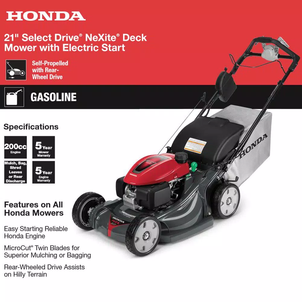 Honda 21 in. HRXVLA Self-Propelled Gas Walk Behind Mower with NeXite Deck and Electric Start