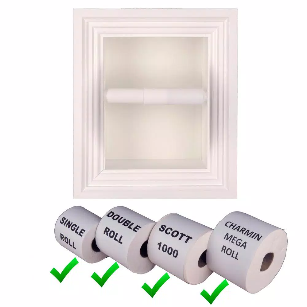 Unbranded Newton Recessed Toilet Paper Holder, 3-Roll Melbourne Frame, Solid Pine, White