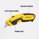 Stanley Retractable Utility Knife with 10 Bonus Steel Blades and Integrated Storage thumbnail 2