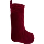VHC Brands 20 in. Red Velvet Cotton Christmas Stocking - Traditional Holiday Decor thumbnail 1
