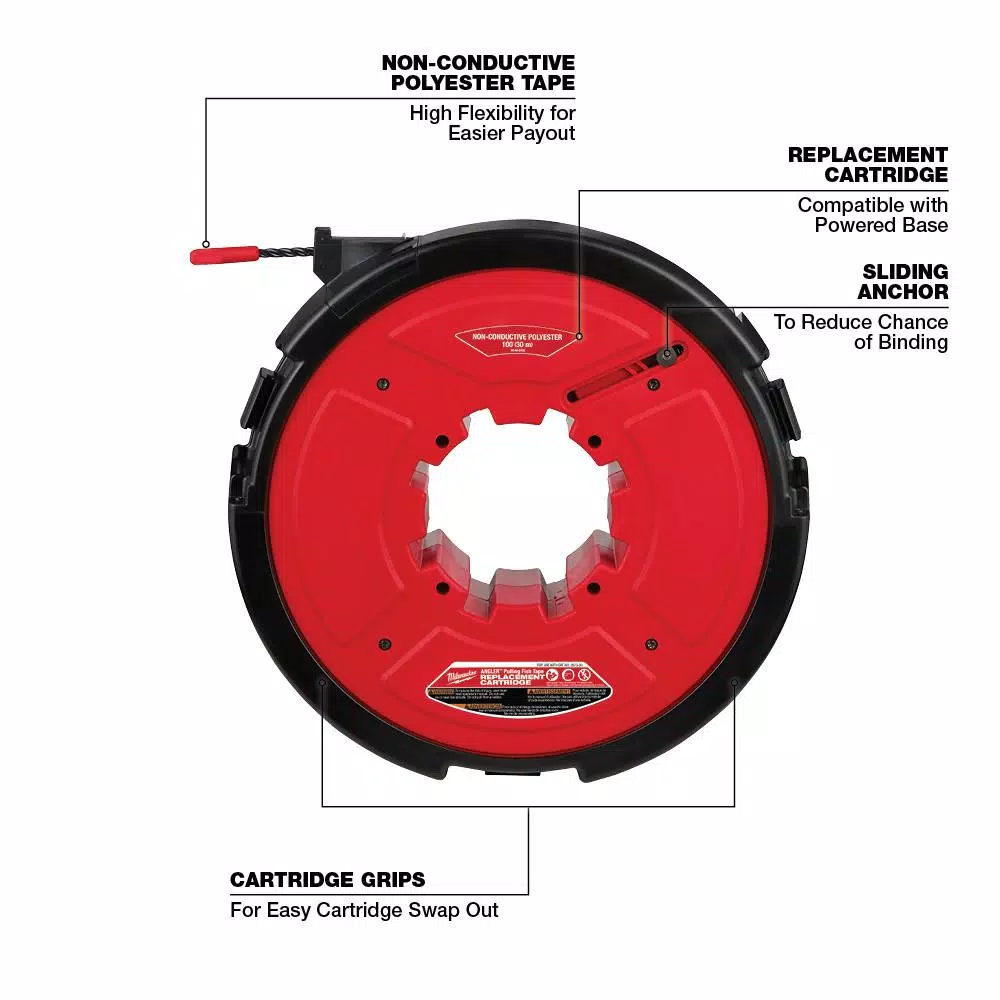 Milwaukee M18 FUEL ANGLER 100 ft. Non-Conductive Polyester Pulling Fish Tape Drum