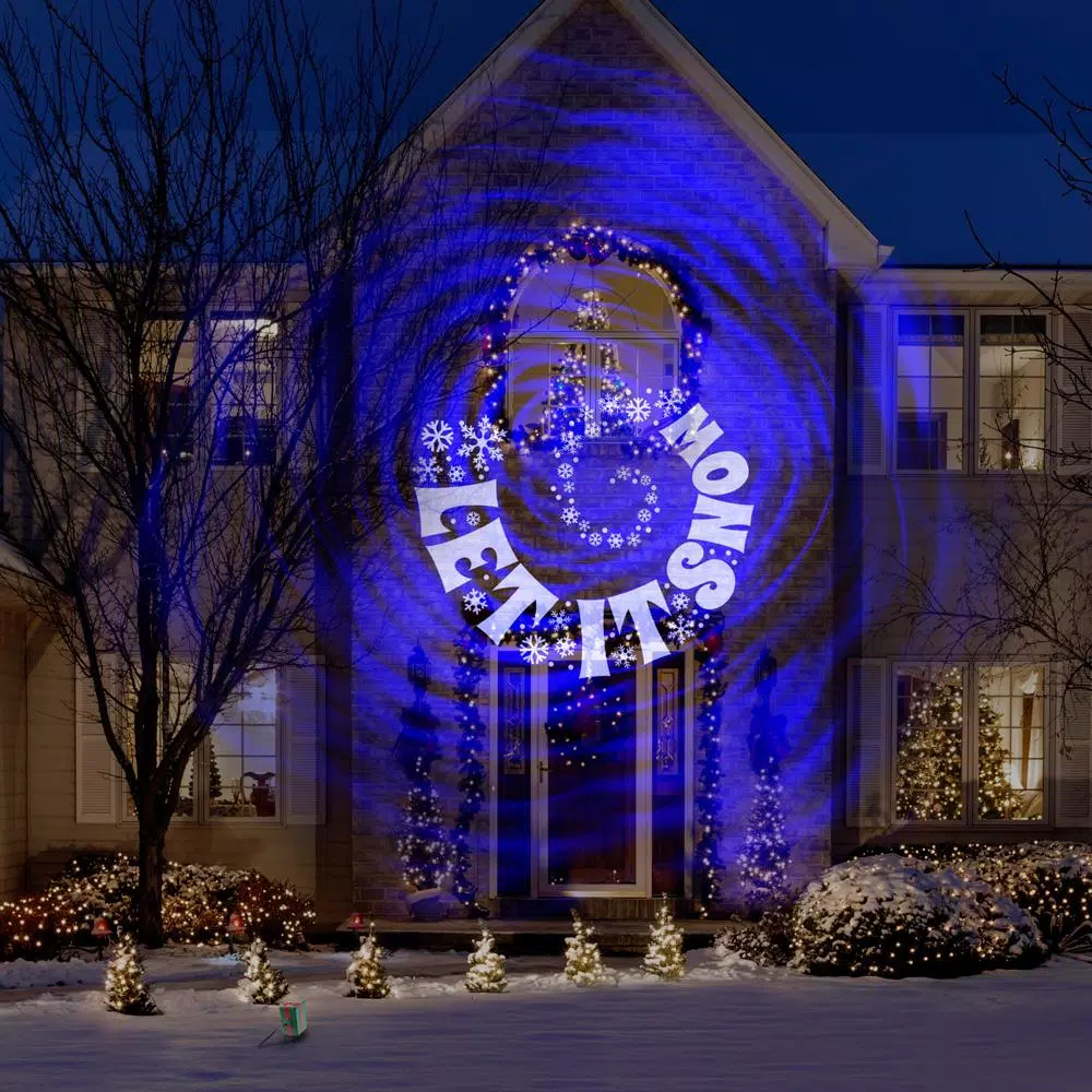 LightShow Blue and White Christmas LightShow Projection Swirling Spirals Projector