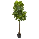 Nearly Natural 64 in. Fiddle Leaf Artificial Tree with Real Touch Leaves and Black Stone Planter thumbnail 1