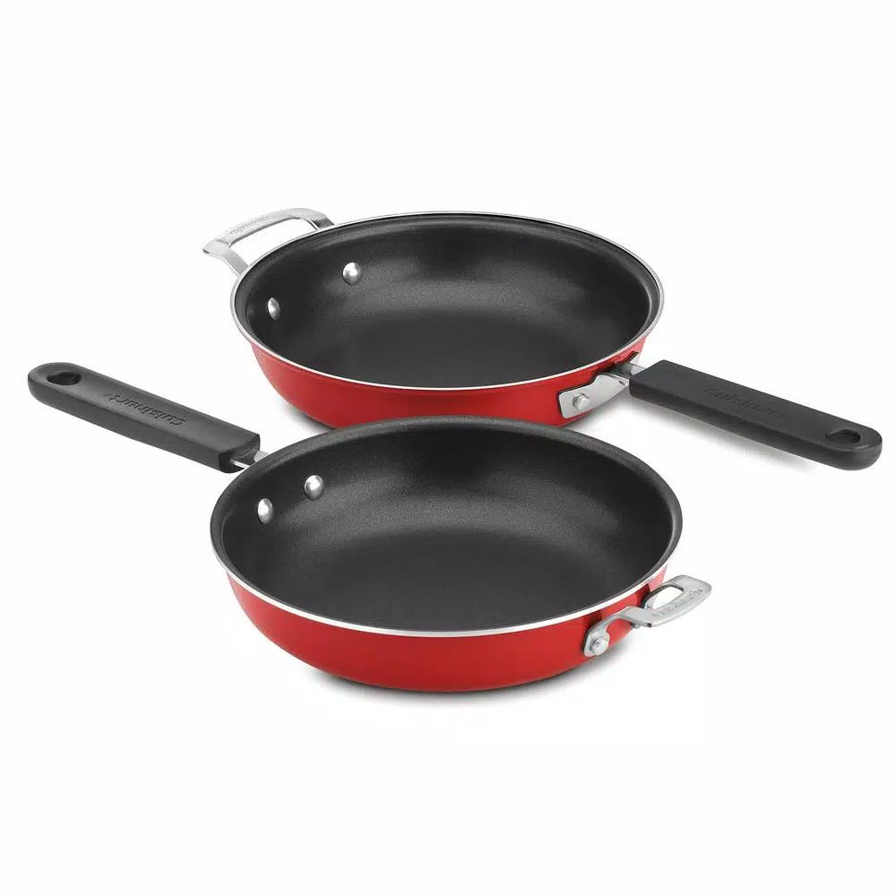 Cuisinart Chef's Classic 2-Piece 10 in. Aluminum Nonstick Frittata Pan Set, Red