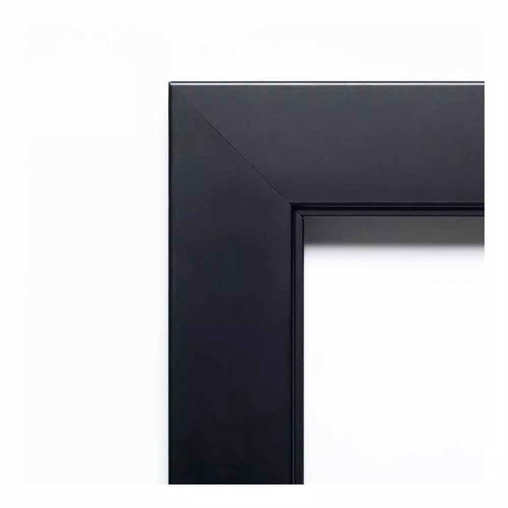 Amanti Art Nero 31.25 in. W x 25.25 in. H Rectangular Framed Bathroom Vanity Mirror, Satin Black