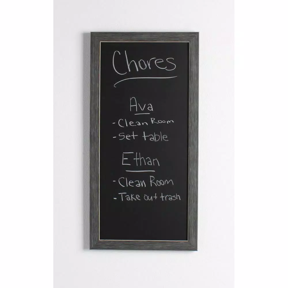 DesignOvation Wyeth Framed Magnetic Chalkboard Memo Board, 13 x 26 inch