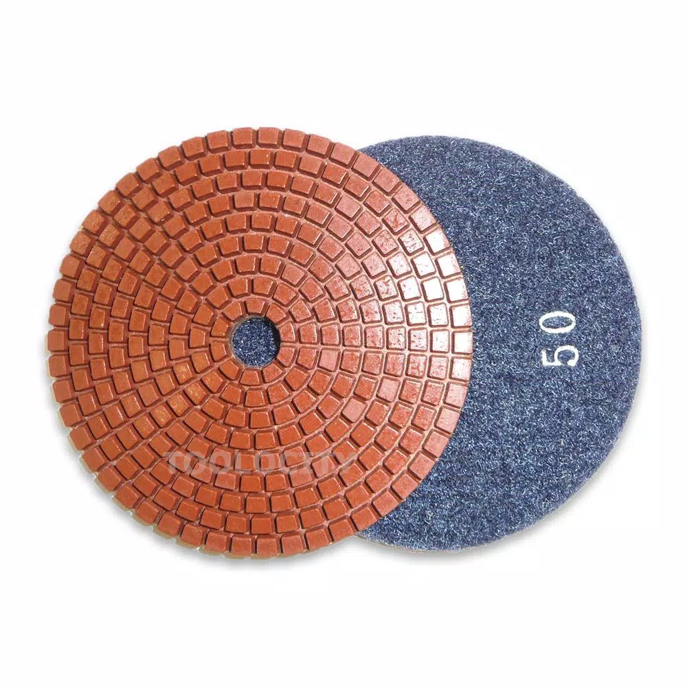 Toolocity JHX 4 in. Metal Bond Diamond Polishing Pad Set with Semi-Rigid Back Holder for Granite and Concrete
