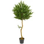 Nearly Natural 58 in. Artificial Olive Topiary Tree, UV-Resistant Indoor/Outdoor Greenery thumbnail 1