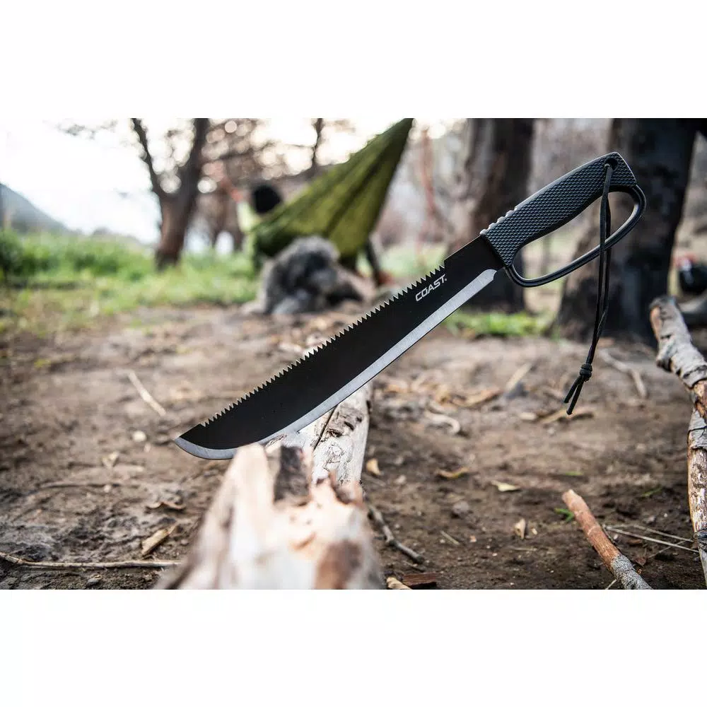 Coast F1400 14 in. Full-Tang Stainless Steel Machete with Saw and Nylon Sheath