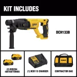 DEWALT 20V MAX XR Brushless 1 in. SDS Plus D-Handle Rotary Hammer Kit with (2) 4 Ah Batteries & Impact Driver thumbnail 2