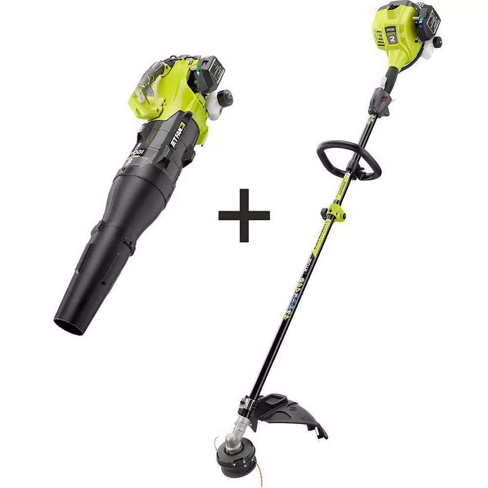 RYOBI 25 cc 2-Cycle Gas Attachment Capable String Trimmer and 520 CFM Jet Fan Blower Combo Kit