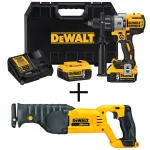 DEWALT 20V MAX XR Brushless 1/2 in. Hammer Drill & Reciprocating Saw Combo Kit with (2) 5.0Ah Batteries thumbnail 1