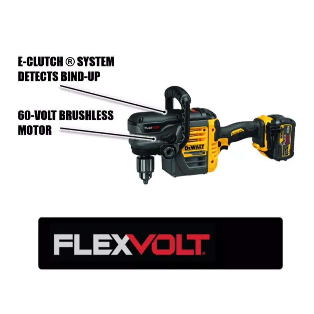 DEWALT FLEXVOLT 60V MAX Brushless 1/2 in. Stud & Joist Drill with E-Clutch and 6.0Ah Battery