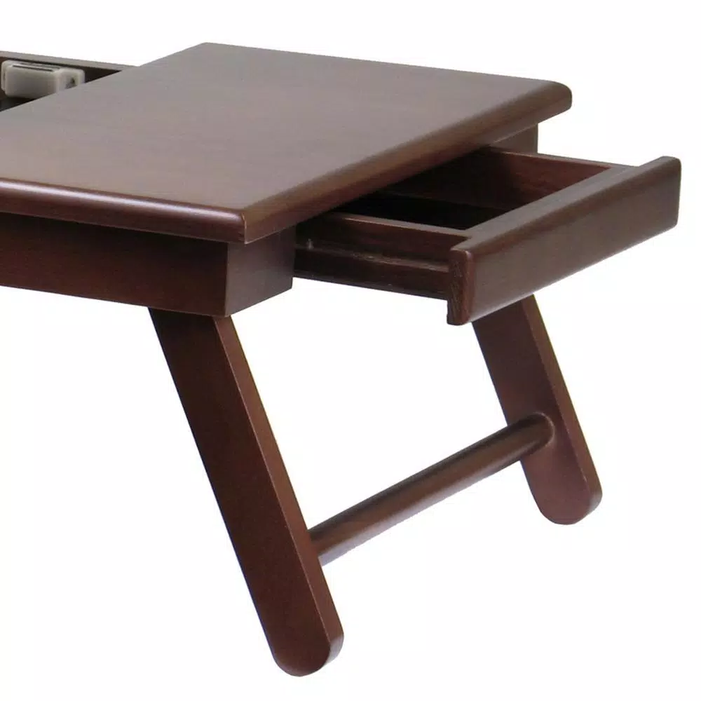 Winsome Alden Solid Wood Lap Desk with Flip Top and Pull-Out Drawer, Antique Walnut Finish