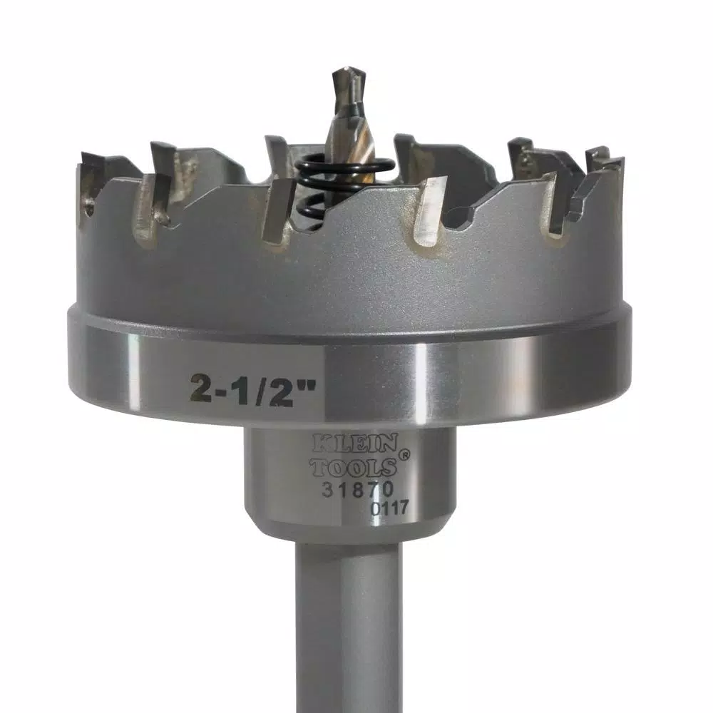 Klein Tools 2-1/2 in. Carbide Hole Cutter with Arbor, Multi-Purpose Hole Saw for Stainless Steel and Metal