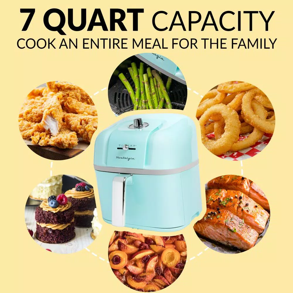 Nostalgia Classic Retro 7 Qt. Air Fryer, Aqua Blue