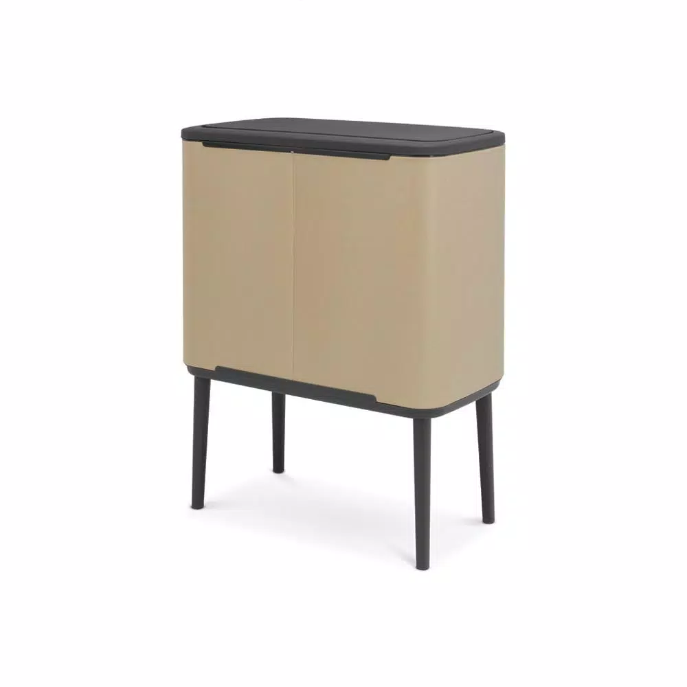 Brabantia Bo Touch Bin 9.5 Gal. Dual Compartment Gold Steel Rectangular Touch Trash Can