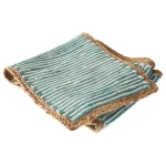 LR Home Blue and Cream Striped Cotton Table Runner with Jute Border, 16 x 80 in. thumbnail 2