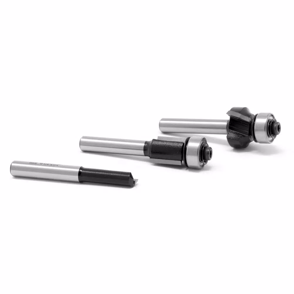 WEN 3-Piece Carbide Tipped Router Bit Set with Heat-Treated HSS Design