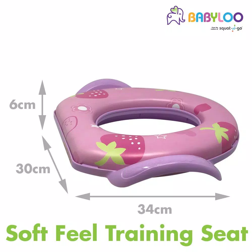 Babyloo Children's Soft Cushion Toilet Seat with Handles and Splash Guard - Pink