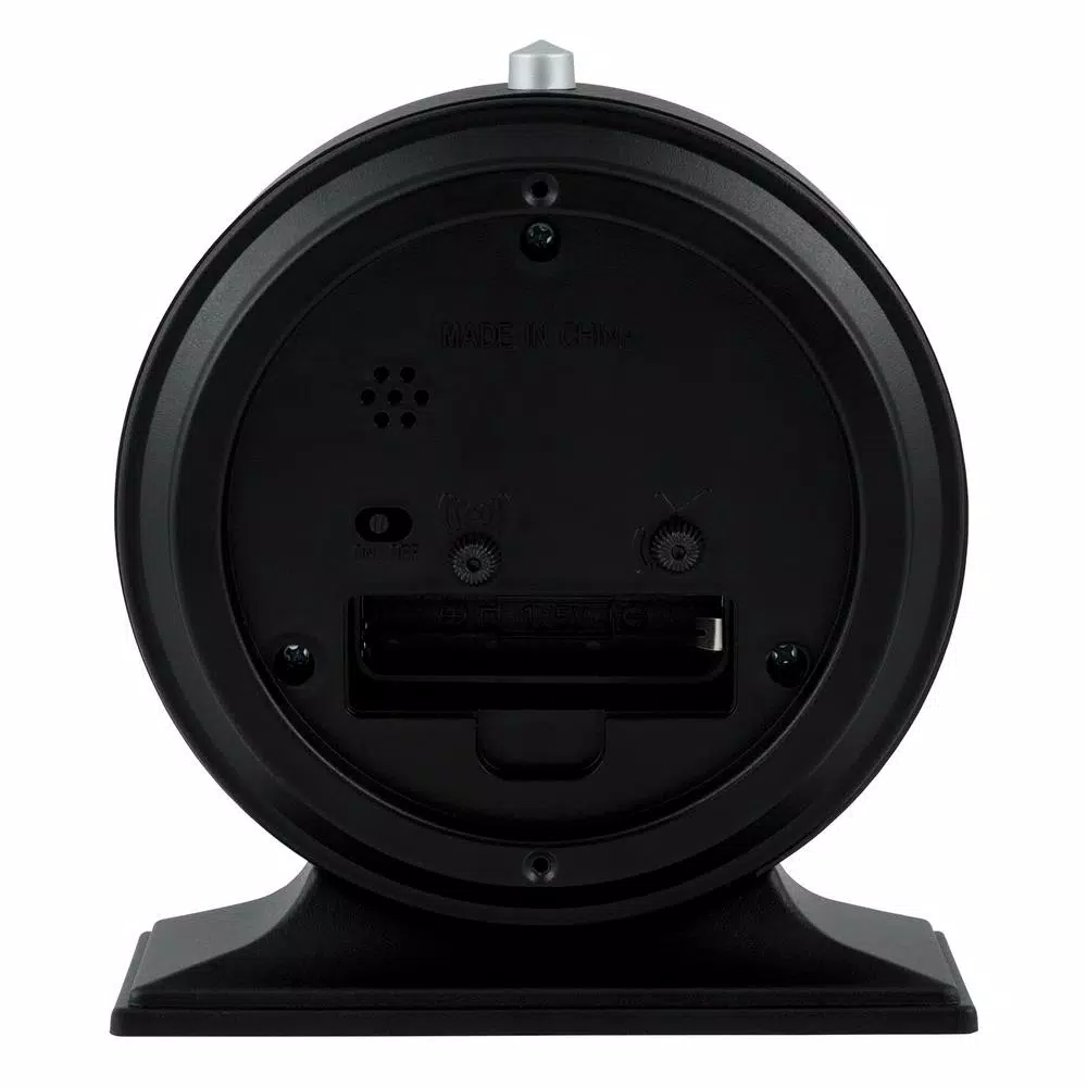 La Crosse Clock Co. Silent Sweep Black Mantel Alarm Clock with Luminous Hands