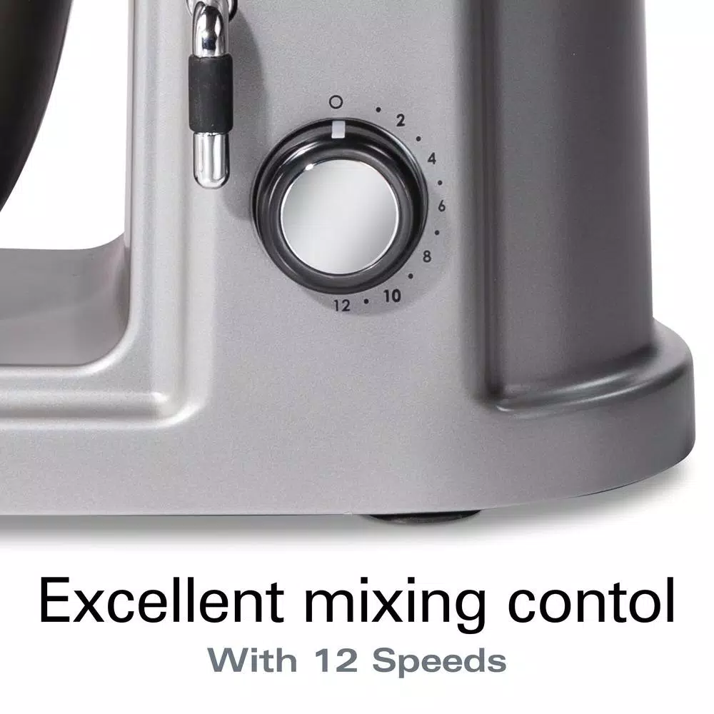 Hamilton Beach Professional All-Metal 12-Speed Stand Mixer, 4.5 Qt. Stainless Steel Bowl, Silver
