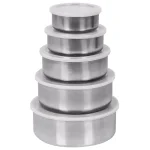 Unbranded Brushed Stainless Steel Food Storage Container Set, 5-Piece Silver Set thumbnail 1
