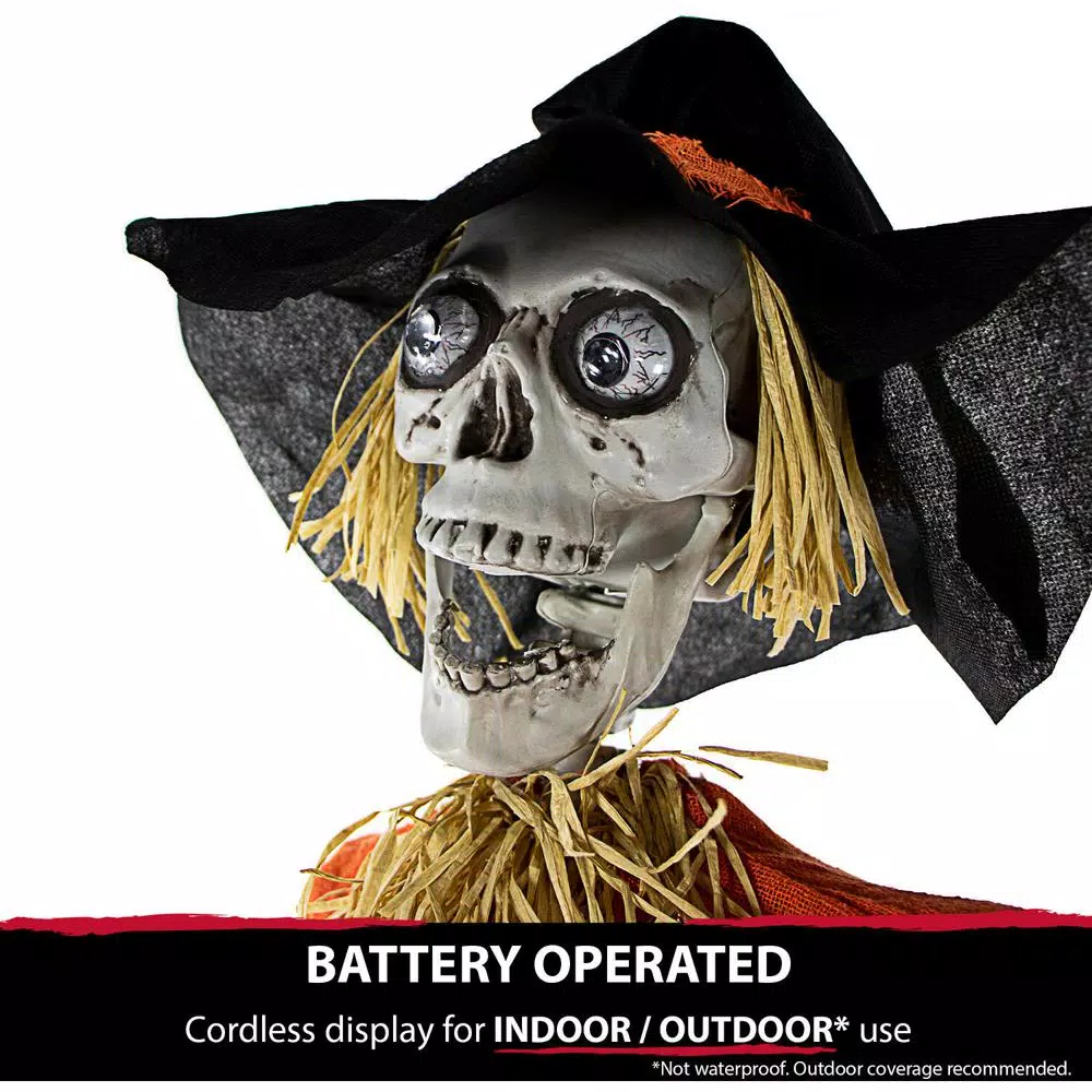 Haunted Hill Farm 5 ft. Animated Skeleton Scarecrow Halloween Prop
