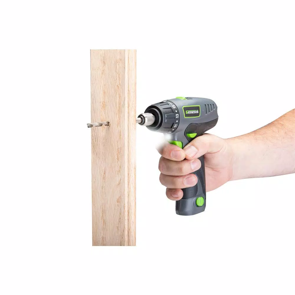 Genesis 8V Lithium-Ion Cordless 2-Speed Screwdriver Kit with LED Light and 8 Bits