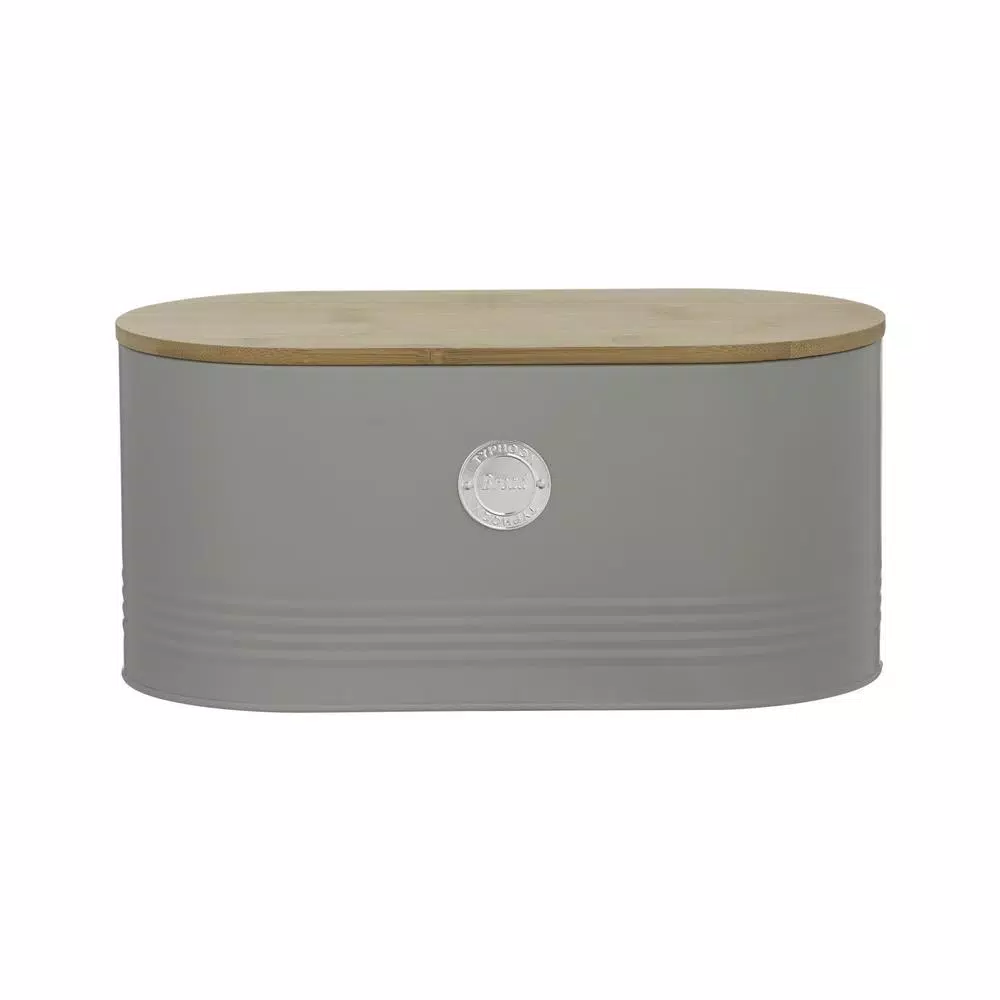 Typhoon Living Grey Bread Bin with Sustainable Bamboo Lid