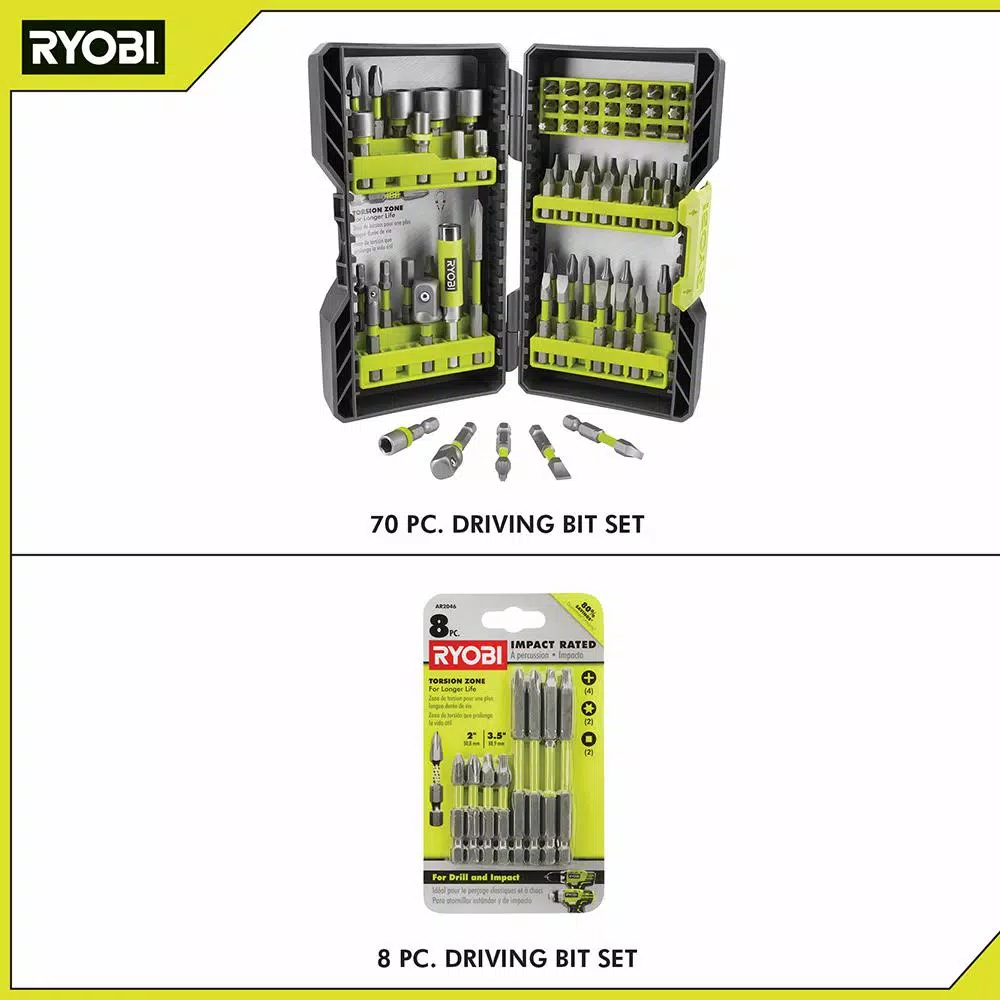 RYOBI 78-Piece Impact Rated Driving Bit Set with Modular Case and Bonus 8-Piece Bit Set