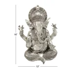 LITTON LANE 16 in. Antique Silver Sitting Ganesh Sculpture with Patterned Detailing thumbnail 7