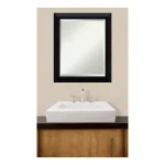 Amanti Art Nero 20 in. x 24 in. Black Wood Framed Beveled Edge Rectangular Bathroom Vanity Mirror thumbnail 5