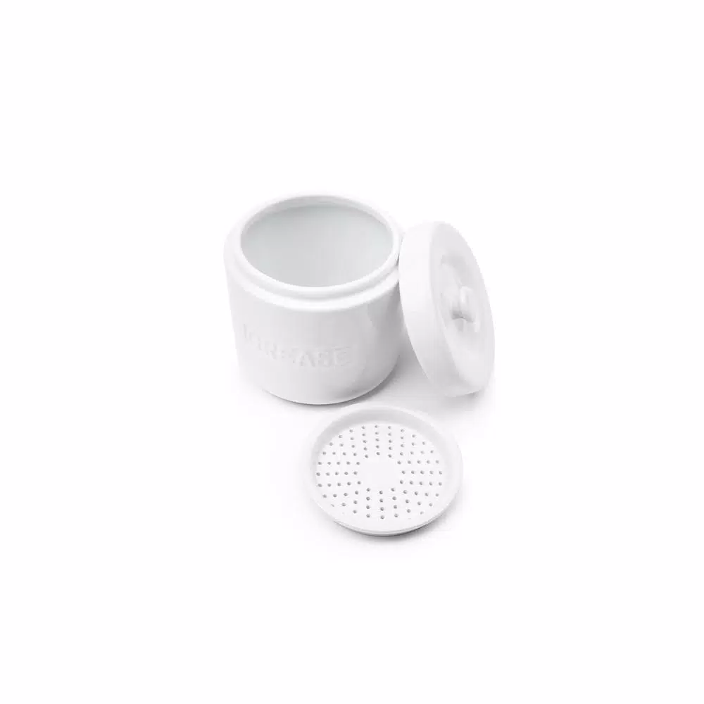 Fox Run White Porcelain Grease Container with Meshed Strainer and Lid