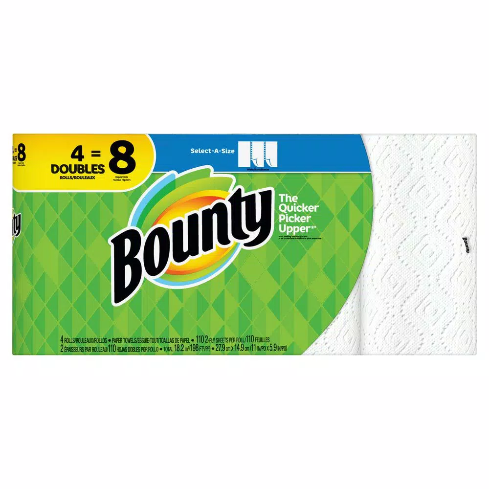 Bounty Select-A-Size White Paper Towels, 4 Double Rolls