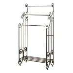 Kings Brand Furniture Classic Bronze Freestanding 3-Bar Towel Rack with Storage Shelf thumbnail 2