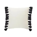 LR Home Trinity Black and Ivory Striped Fringe Throw Pillow, 20 x 20 in. thumbnail 3
