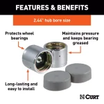 CURT 2.44" Bearing Protectors and Covers, 2-Pack thumbnail 6
