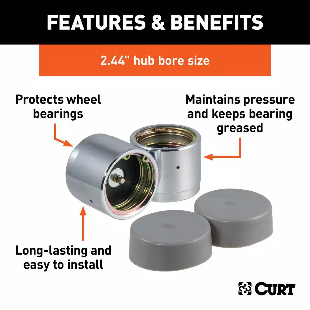 CURT 2.44" Bearing Protectors and Covers, 2-Pack