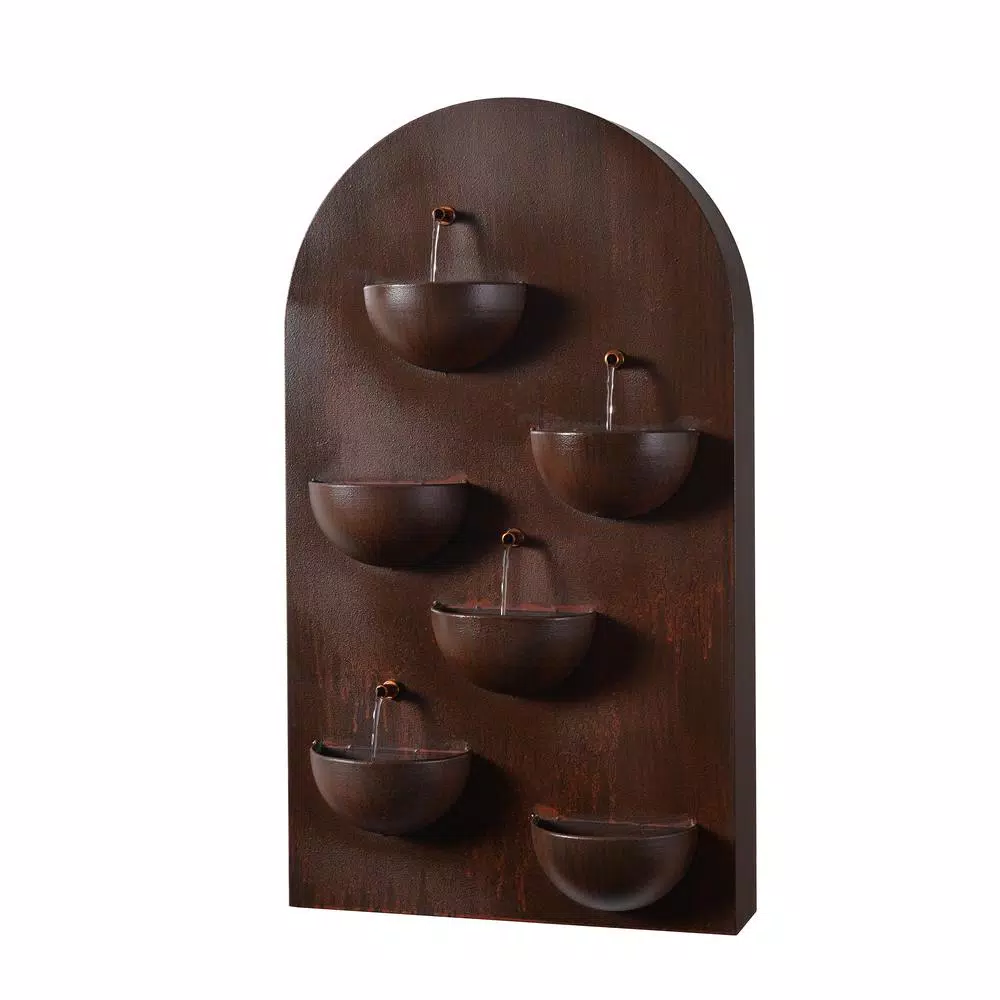 Kenroy Home Silva 31 in. Steel Wall Fountain with Built-in Planters, Rusty Red Finish