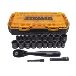 DEWALT 23-Piece 3/8 in. Drive Combination Deep Impact Socket Set with 72-Tooth Ratchet thumbnail 1
