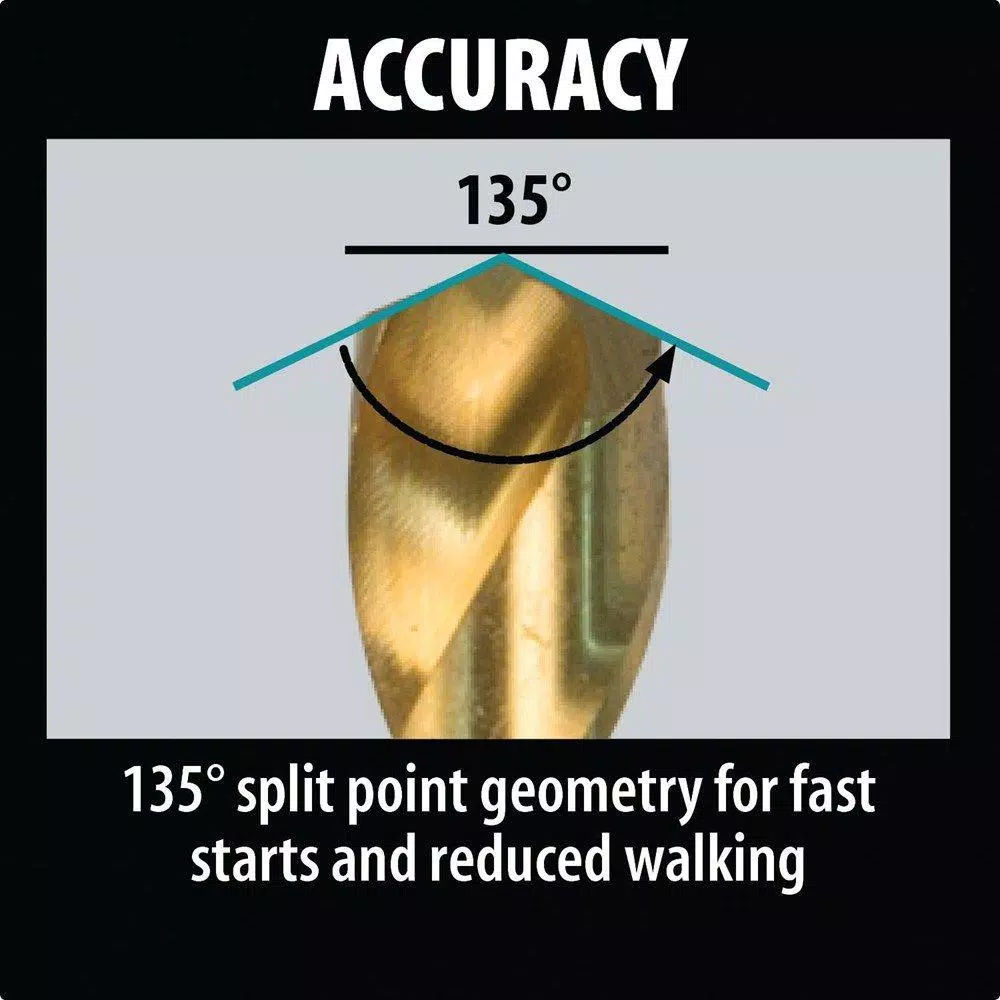 Makita 1/8 in. Titanium Coated HSS Twist Drill Bit with 1/4 in. Hex Shank