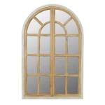 Aspire Home Accents Pueblo Large Arch Windowpane Accent Mirror with Hooks, Distressed Chestnut and Blue-Gray Wood Frame thumbnail 1